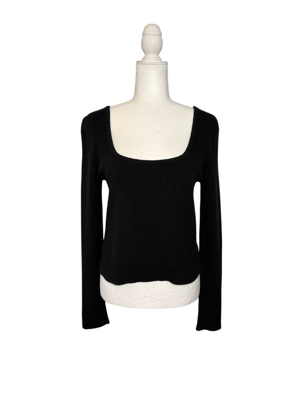 Old Navy fitted square neck ribbed long sleeve black sweater - M